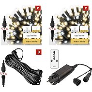 EMOS Premium Christmas Lights, Warm/Cool White, 2 × 10m + 10m Cable + Power Supply - Kit