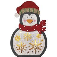 EMOS LED vianočný tučniak drevený, 30 cm, 2× AAA, teplá biela, časovač - Vianočné osvetlenie