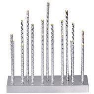 EMOS LED candle holder silver, 28,5 cm, 3x AA, indoor, warm white, timer - Christmas Lights