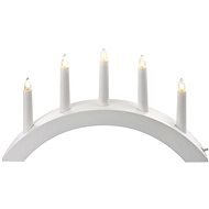 EMOS Kerzenleuchter für 5 Glühbirnen E10 weiß Holz, Bogen, 20x38 cm, innen, warmweiß - Elektrischer Weihnachtsleuchter