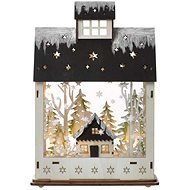EMOS LED Christmas house, wooden, 30 cm, 2x AA, indoor, warm white, timer - Christmas Lights