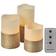 EMOS LED dekorácia – 3× vosková sviečka s povrázkom, 3× 3x AAA, vnútorná, vintage, ovládač - Led sviečka