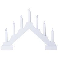 EMOS white wooden LED candle holder, 29 cm, 2x AA, indoor, warm white, timer - Christmas Lights
