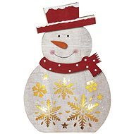 EMOS LED vianočný snehuliak drevený, 30 cm, 2× AAA, vnútorná, teplá biela, časovač - Vianočné osvetlenie