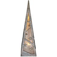 EMOS LED-Holzpyramide, 36 cm, 2x AA, innen, warmweiß, Timer - Weihnachtsbeleuchtung
