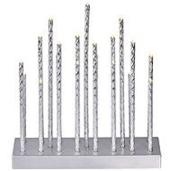 EMOS LED Christmas Decoration - Silver Candlestick, 3 × AA, Warm White, Timer - Electric Christmas Candlestick