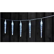 LED Karácsonyi girland - 10x jégcsap, 2x AA, hideg fehér, időzítő - Karácsonyi fényfüzér