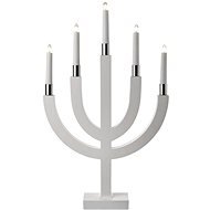 Kerzenhalter für 5 x E10 Glühbirne Holz weiß - fünfarmig - 35 cm x 67 cm - Elektrischer Weihnachtsleuchter