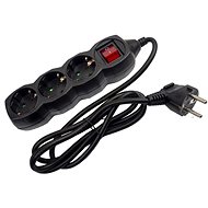 Schuko extension cable 3 sockets 1,5m black with switch - Extension Cable