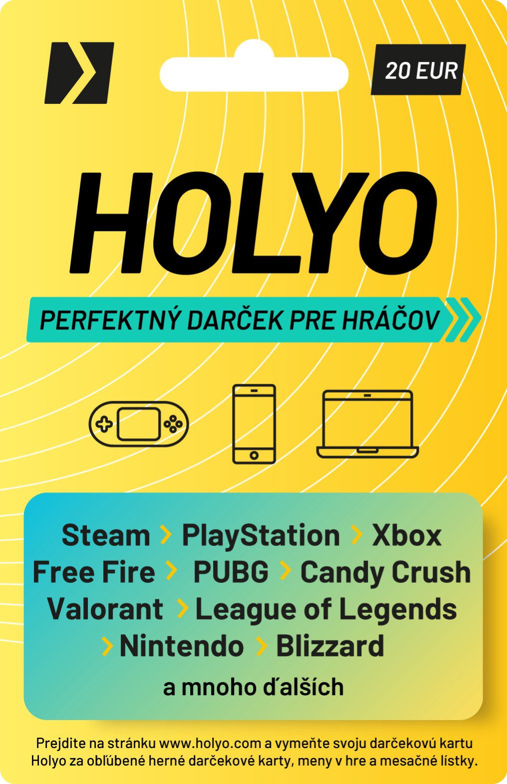 Holyo předplacená karta 20 EUR - Dárkový poukaz