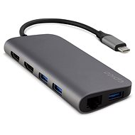 Epico Type-C Ethernet Hub 2x HDMI - gray, black cable - USB Hub