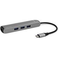Epico Type-C Hub Slim 4K HDMI & Ethernet - silber, schwarzes Kabel - Port-Replikator