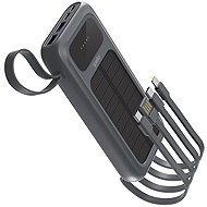 Spello ForcePack 5in1 10000mAh Solar-Powerbank mit 4 integrierten Kabeln SP15 – Grau - Powerbank