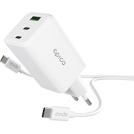 Epico UltraBoost EA40 65W GaN Power Adapter with 1.2m USB-C to USB-C Cable - White - Wall Charger