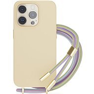 Epico iPhone 14 Pro bézs szilikon tok zsinórral - Telefon tok