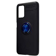 Spello Silk Matt Hülle mit Ring für Samsung Galaxy A22 5G - schwarz/blauer Ring - Handyhülle