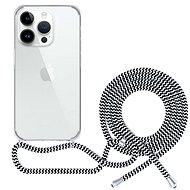 Spello Crossbody kryt se šňůrkou pro iPhone 15 Plus - transparentní / černobílá šňůrka - Phone Cover