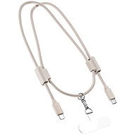 Epico phone lanyard with USB-C to USB-C cable - beige - Power Cable