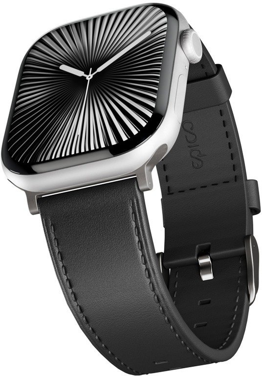 Epico Watch Strap Leather for Apple Watch SE/Series 1-9 (42/44/45mm)/10 (46mm)/Ultra (49mm) - Black - Watch Strap
