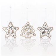 Wooden ornaments with metal details, 10 cm - Christmas Ornaments