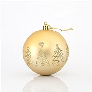 Plastic golden balls with decor, 8 cm - Christmas Ornaments