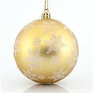 Plastic golden balls with white decor of snowflakes, 8 cm - Christmas Ornaments