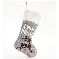 Gray sock with brown deer, 54 cm - Christmas Ornaments