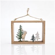 Wooden deco frame with deer, 13x3x10 cm - Christmas Ornaments