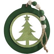 Závesný drevený dekor so stromčekom zelený, 10 × 0,8 × 23 cm - Vianočné ozdoby