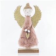 Standing pink angel with golden wings, 12x4x20,5cm - Christmas Decoration