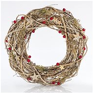 EUROLAMP Golden wreath with red berries and golden stars - Wreath
