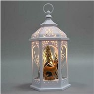 EUROLAMP Christmas decoration - plastic white lantern with trees, 18 x 15 x 33 cm - Lantern