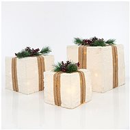 EUROLAMP Christmas decoration - illuminated gift boxes with white fur, 3 pcs - Christmas Decoration