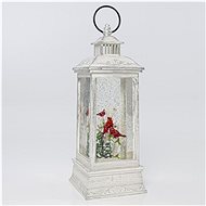 EUROLAMP Christmas decoration - plastic lantern white with red bird inside, 10,4 x 10,4 x 27,5 cm - Lantern