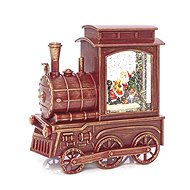 EUROLAMP Christmas decoration - red plastic lantern with train and Santa inside, 16,5 x 8,3 x 17 cm - Lantern