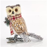 EUROLAMP Christmas decoration - owl with checkered scarf, 21 x 13 x 25 cm - Christmas Decoration