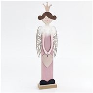EUROLAMP Christmas decoration - wooden decorative fairy, pink with golden wings, 60 cm - Christmas Decoration