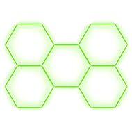 Escape6 Kompletní LED hexagonové svítidlo zelené, rozměr 5 elementů 238 × 168 cm - Modular Light