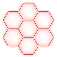 Escape6 Kompletní LED hexagonové svítidlo červené, rozměr 7 elementů 238 × 252 cm - Modular Light
