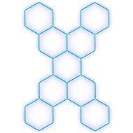Escape6 Kompletní LED hexagonové svítidlo modré, rozměr 9 elementů 246 × 386 cm tvar X - Modular Light