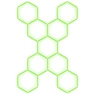 Escape6 Kompletní LED hexagonové svítidlo zelené, rozměr 9 elementů 246 × 386 cm tvar X - Modular Light