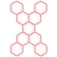 Escape6 Kompletní LED hexagonové svítidlo červené, rozměr 9 elementů 246 × 386 cm tvar X - Modular Light
