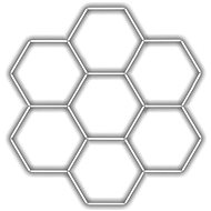 Escape6 Complete LED hexagonal luminaire white 6500 K, 7 elements 238 × 252 cm - Modular Light