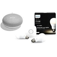Philips Hue White 8.5W E27 starter kit + Google Home Mini Chalk - LED izzó