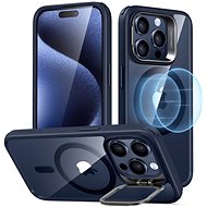 ESR Classic Hybrid Case with Stash Stand (HaloLock), Compatible with iPhone 15 Pro, Clear Dark Blue - Phone Cover