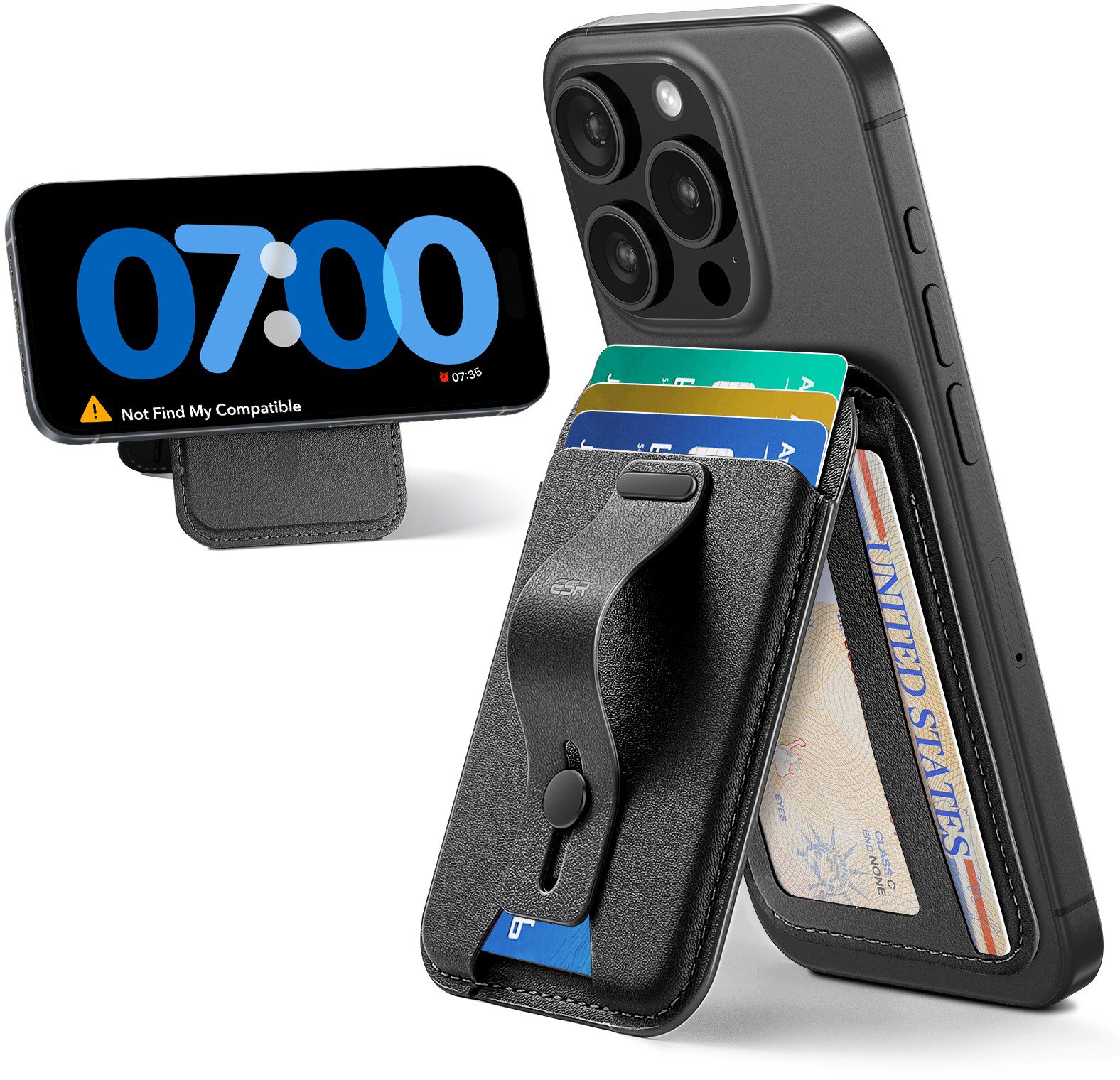 ESR Grip Wallet Stand (HaloLock) Black -  MagSafe Wallet