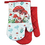 Euromat Kitchen mitt with magnet and loop, 2 pcs, Mushrooms red - Work Gloves