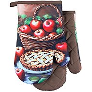 Euromat Kitchen mitt with magnet and loop, 2 pcs, Cake and apples brown - Work Gloves