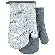 Euromat Kitchen mitt with magnet and loop, 2 pcs, grey leaves - Work Gloves