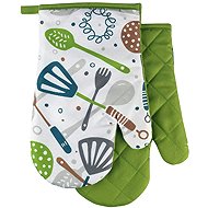 Euromat Kitchen mitt/glove with magnet and loop - Cutlery green - Oven Mitt